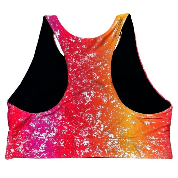 TEREZ Womens Size M Neon Haze with Silver Foil Dusting Sports‎ Bra NEW - Picture 2 of 4